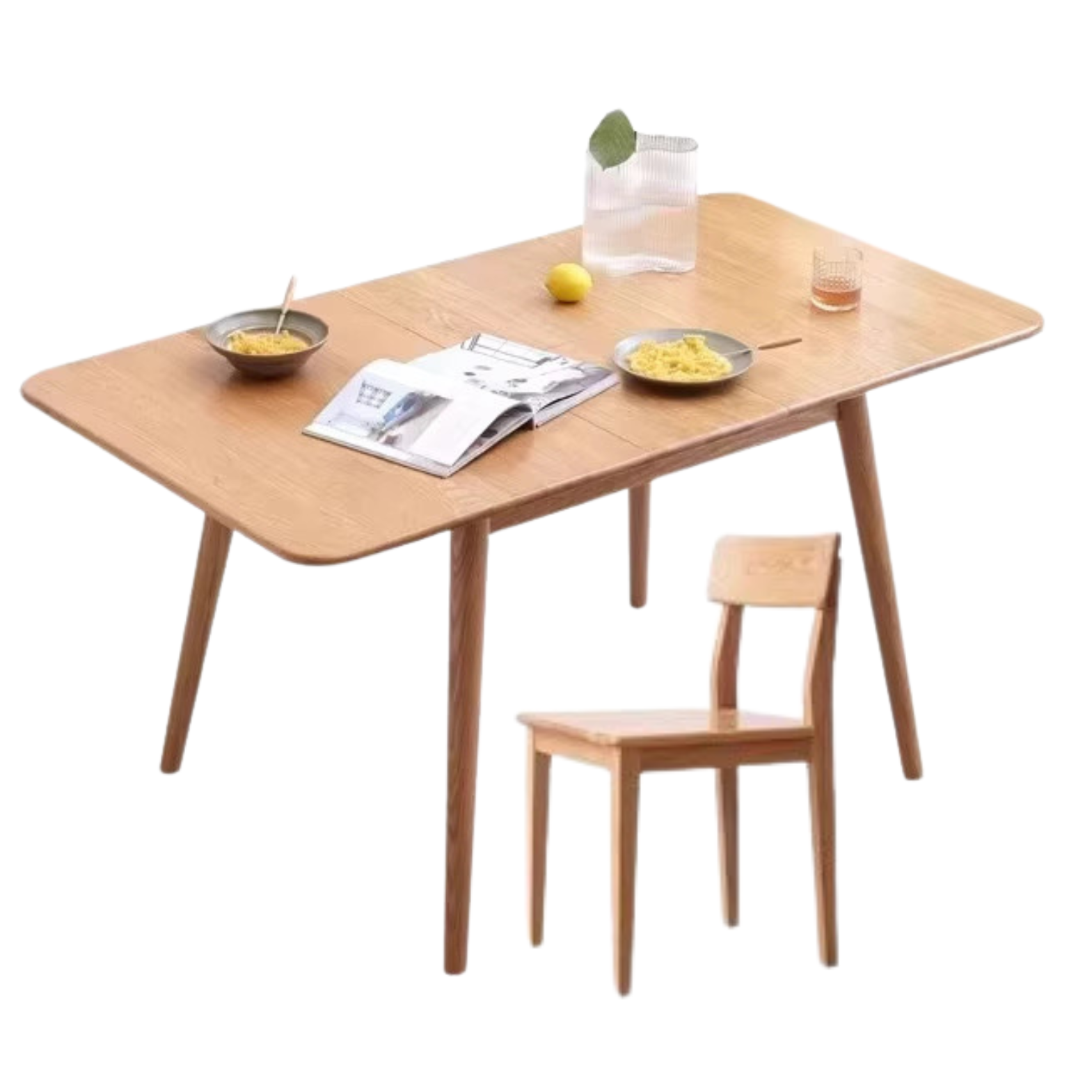 47.2-63x31.5x29.5 inch / 120-160x80x75 сm / Natural Wood Color / Dining table+4 chairs / WORLDWIDE SHIPPING 5-6 WEEKS