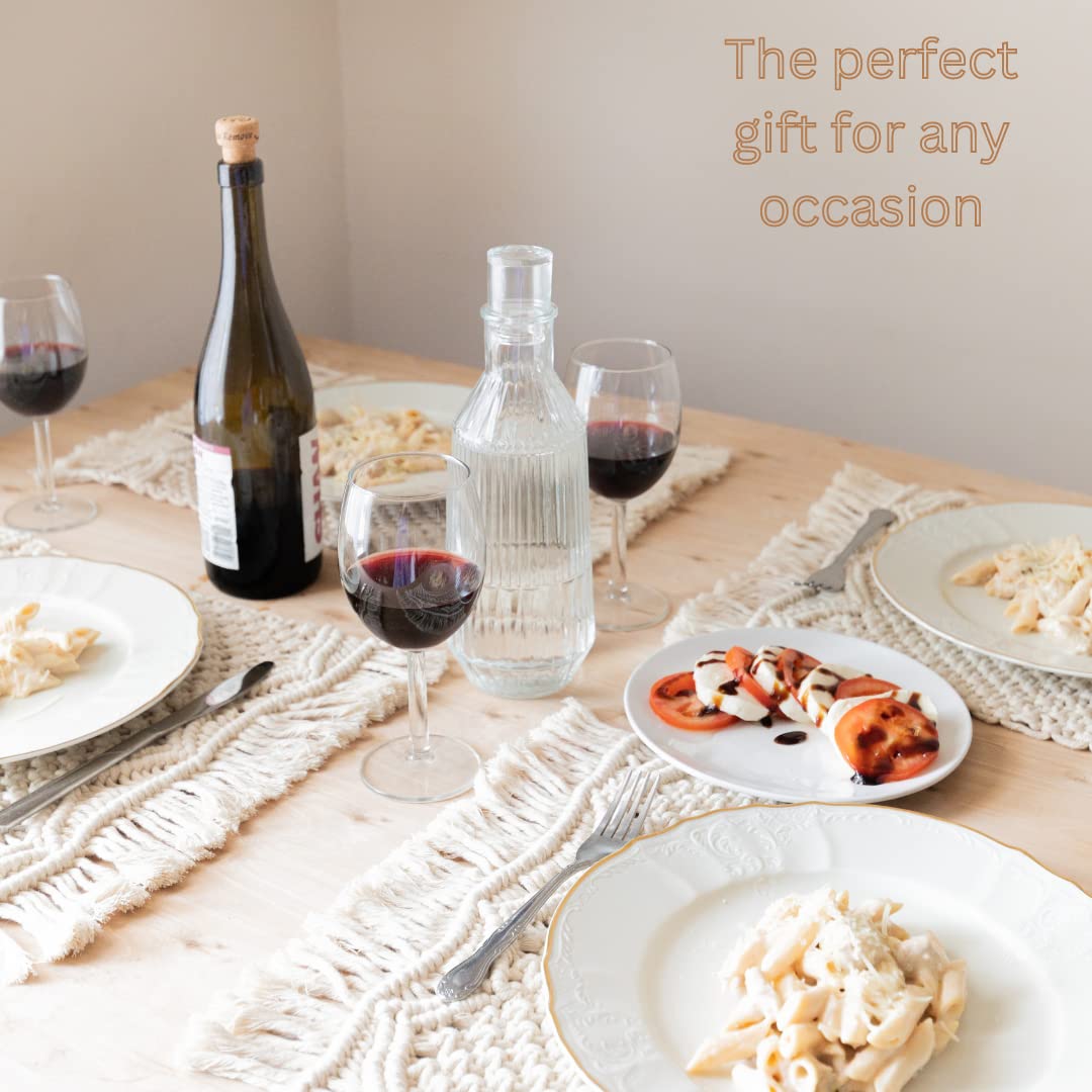 SnugLife Macrame Placemats Set of 6 - Handmade Cotton Woven Boho Placemats - Modern Farmhouse Fringe Table Mats for Dining, Kitchen, Wedding Décor - 12”x20” Natural Off White - Perfect for Bohemian, Rustic & Coastal Home Decor