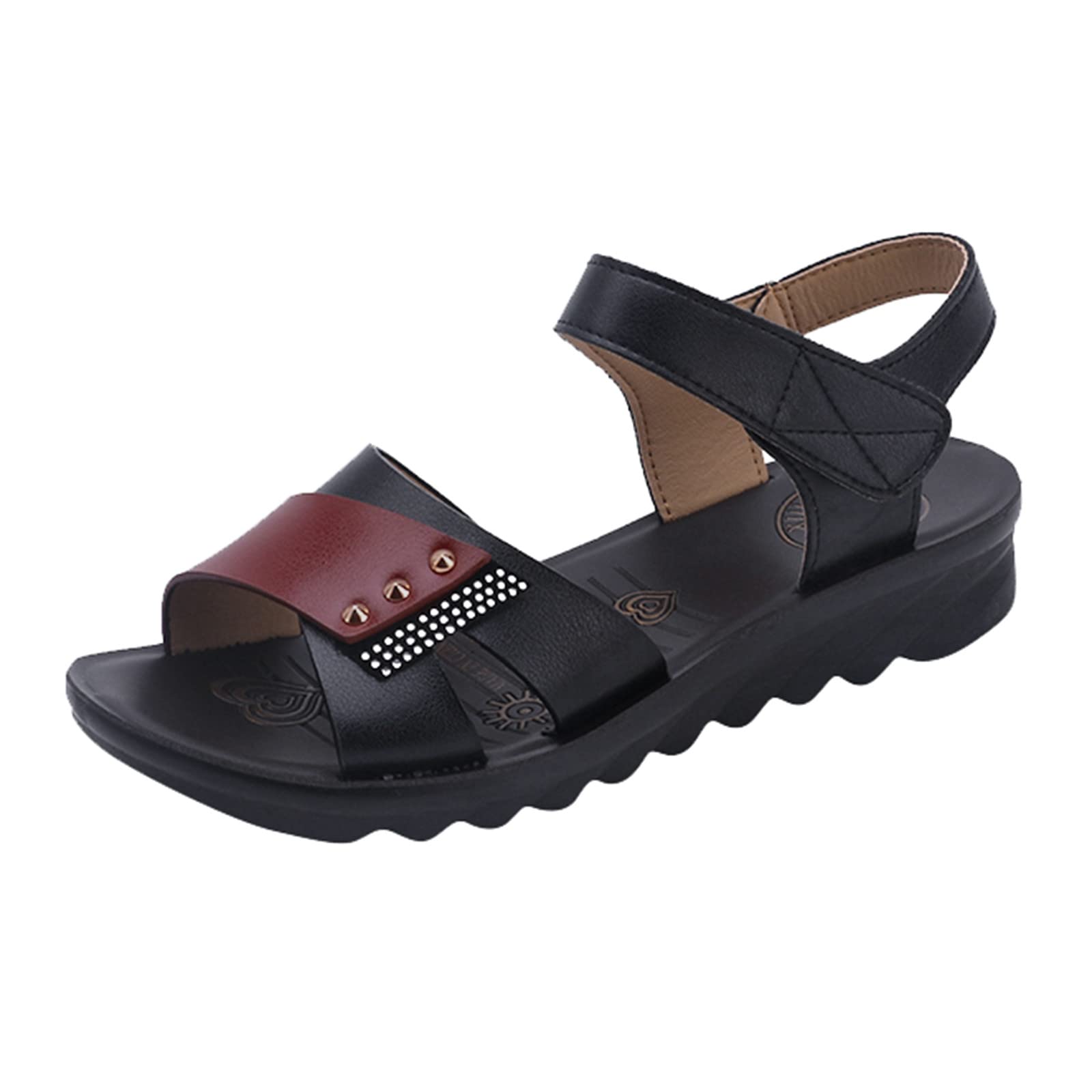 Women's Leather Platform Sandals - Fish Mouth Boho Summer Beach Sandals for Fashion & Comfort (Wine, Size 7.5) | Perfect for Vacation, Outdoor Walks & Casual Outfits