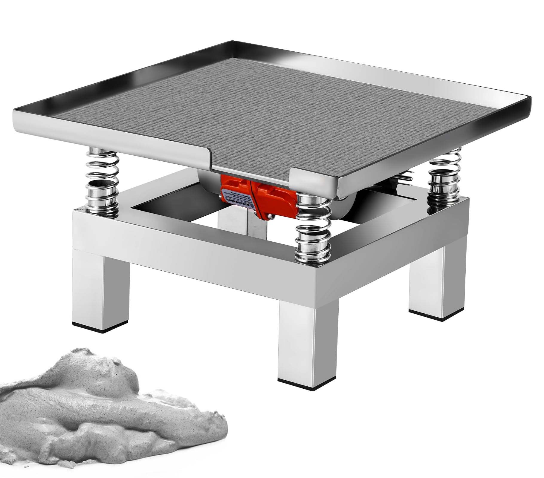 13.8x13.8 Inch Stainless Steel Concrete Vibration Table - 110V Vibrating Test Bench for Resin & Plaster Molds with Non-Slip Cloth Mat | Perfect for DIY Crafting, Jewelry Making, and Concrete Casting Projects