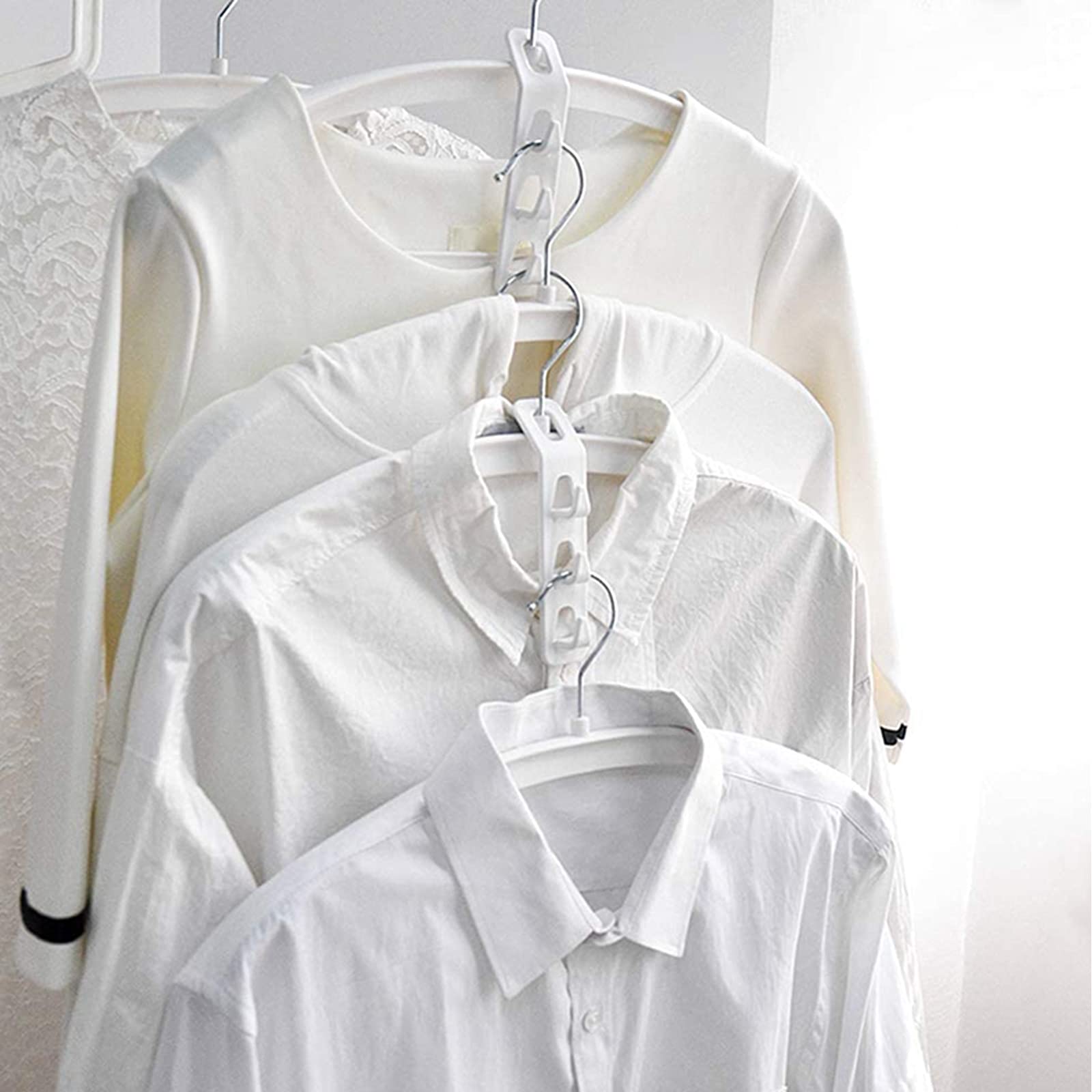 8Pcs Multi-Layer Cascading Clothes Hangers - Space Saving Closet Organizer with Foldable Design for Pants, Scarves & Ties Storage - Perfect for Small Closets, Wardrobes & Dorm Rooms