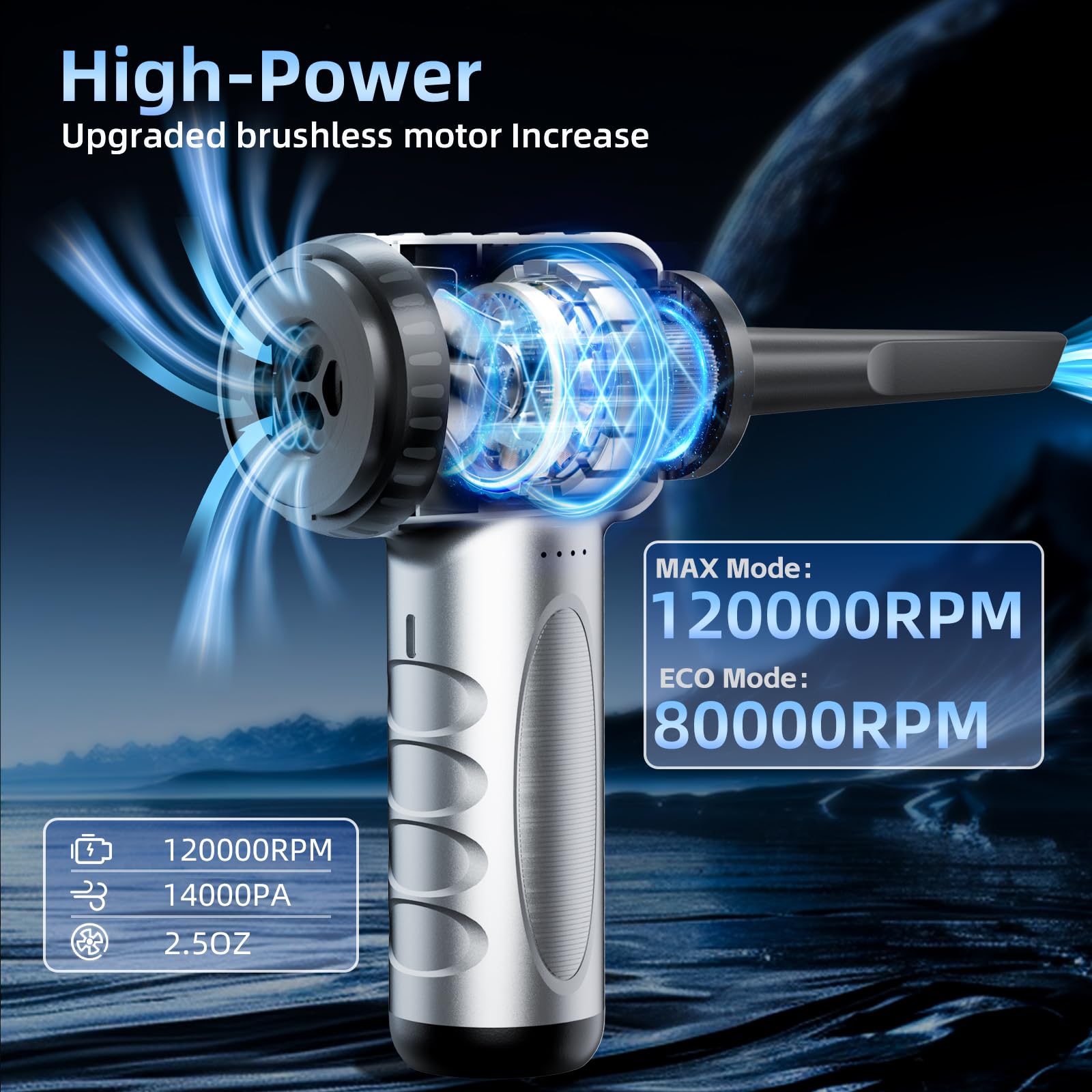 AX2V 120000RPM 4-in-1 Compressed Air Duster & Vacuum Cleaner with Air Blower - Keyboard Cleaner for PC, Laptop, Electronics - Includes Cleaning Gel for Car, Home & Office Detail Cleaning - Perfect for Computer Maintenance, Car Detailing & Workspace Organization