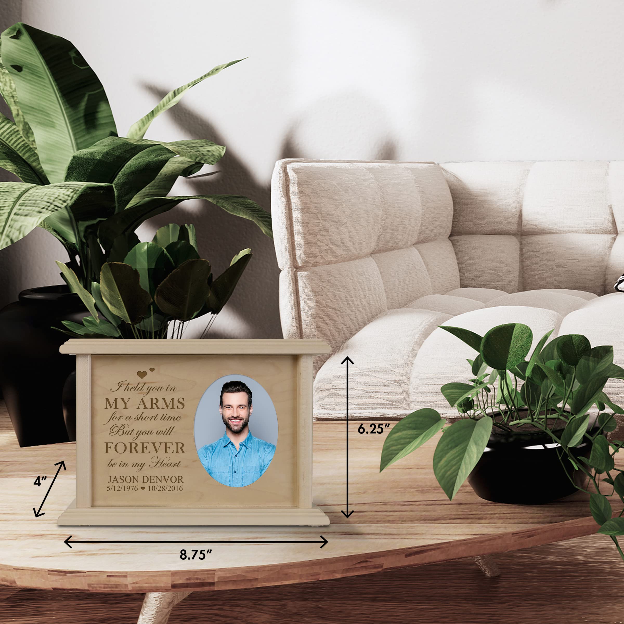 Lifesong Milestone Small Wooden Urn for Adult Ashes - Memorial Keepsake for Loved Ones - Handcrafted Picture Wall Urn for Men & Women - Perfect for Home Memorials, Funeral Services & Grieving Gifts