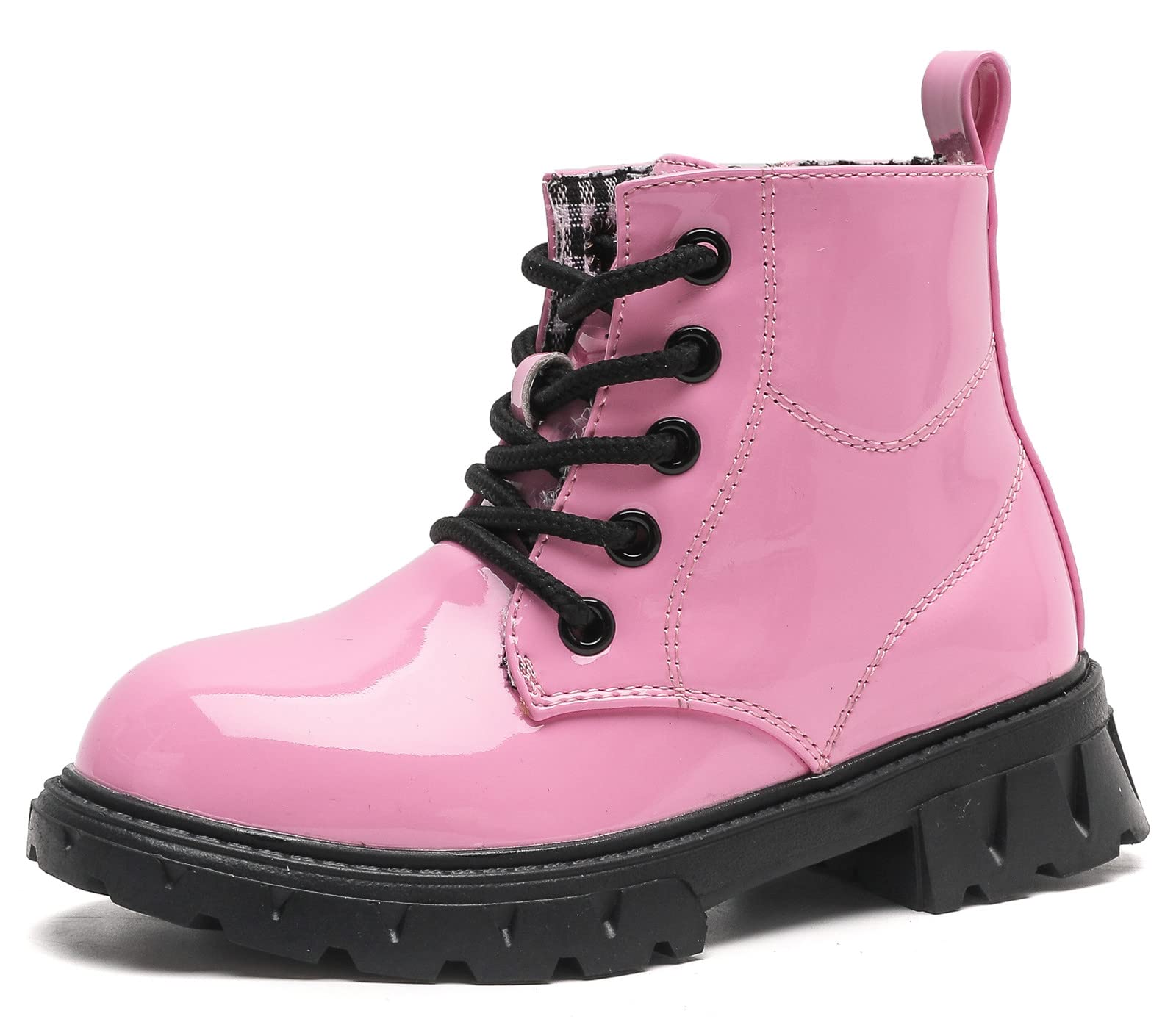 DADAWEN Boys Girls Waterproof Combat Boots with Lace-Up & Side Zipper - Toddler/Little Kid/Big Kid Hiking Shoes for Outdoor Play & School Activities