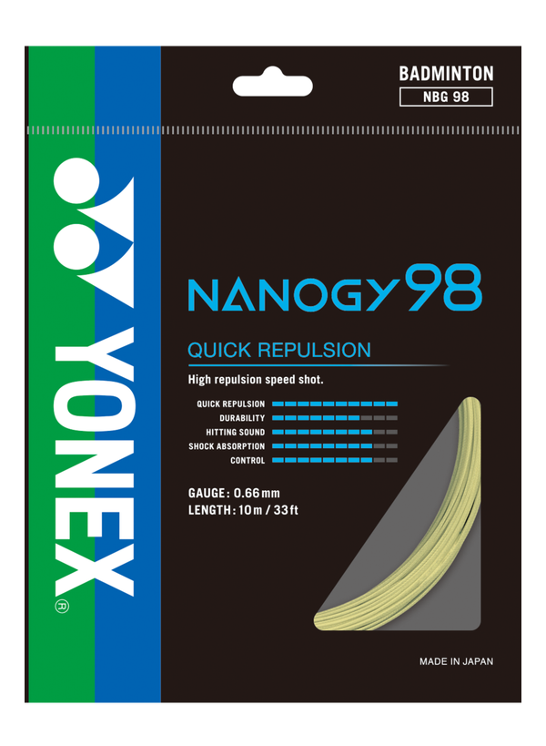 Yonex Nanogy 98 Badminton String - High Performance Badminton Racket String for Professional Players | Perfect for Tournaments & Training Sessions