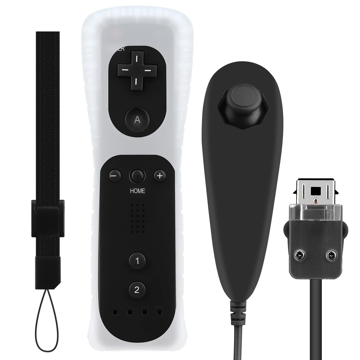 OSTENT Motion Sensor Remote Controller & Wired Nunchuck Combo for Nintendo Wii - Black | Wireless Gaming Accessories for Wii Sports, Mario Kart & Family Game Night