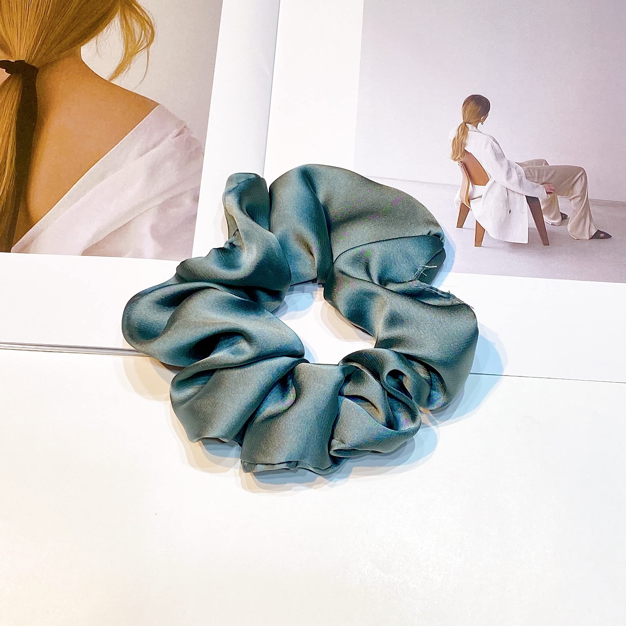 6-Piece Satin Silk Scrunchies for Women - Soft Hair Ties & Ponytail Holders That Don't Damage Hair - Perfect for Workouts, Office, and Everyday Use