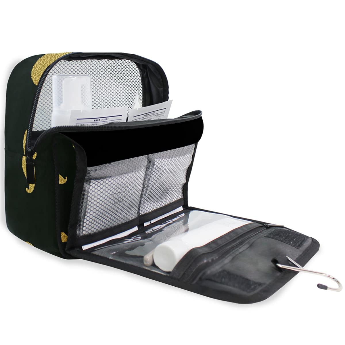 Susiyo Hanging Toiletry Bag - Gold Mustache Travel Cosmetic Organizer for Women | Waterproof Makeup Bag for Bathroom, Gym & Vacation Essentials