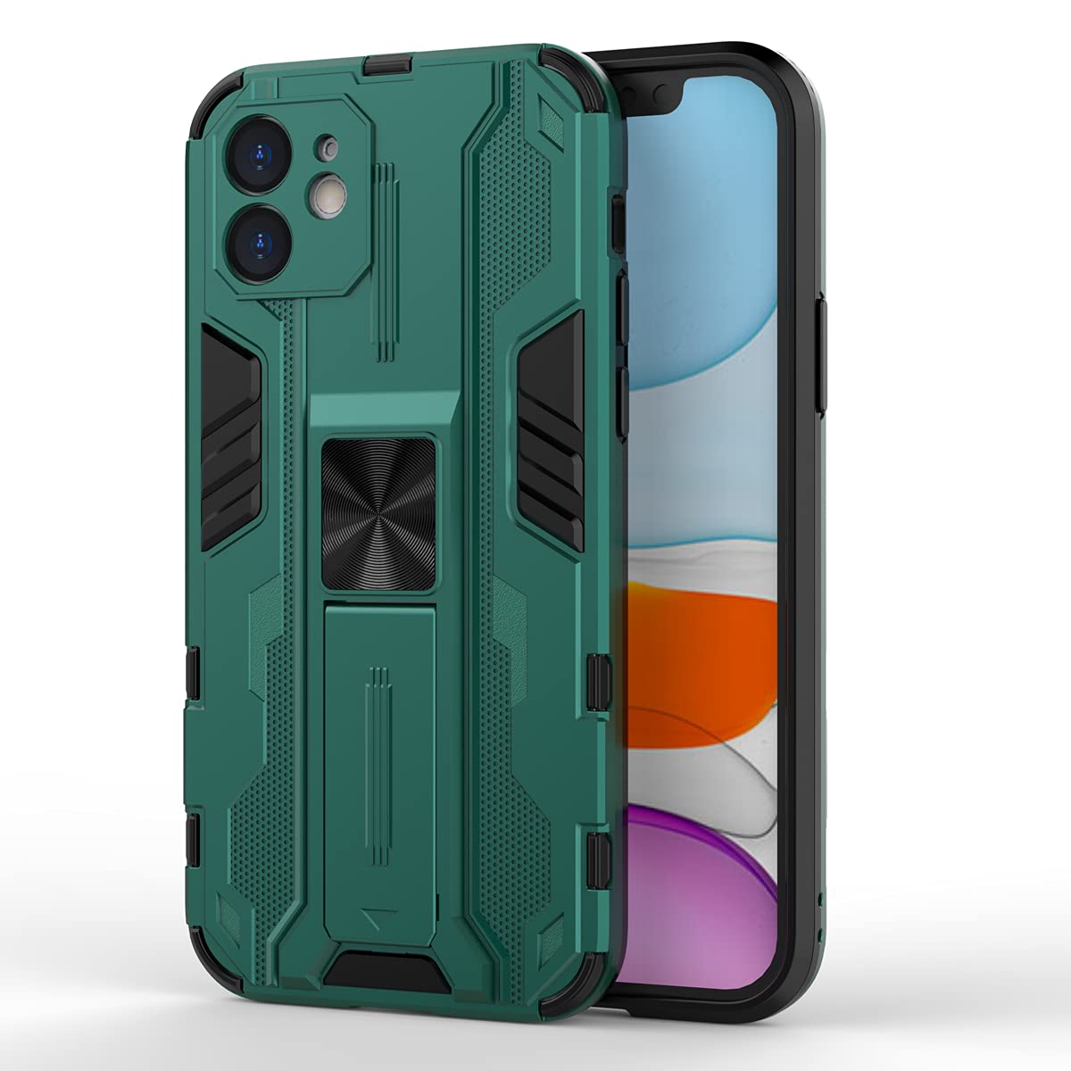 Durable iPhone 12 Mini Case - Shockproof Hybrid Cover with Rugged PC Back & TPU Bumper | Anti-Slip Protection for iPhone 12 Mini (Green) | Perfect for Outdoor Activities, Travel & Daily Use