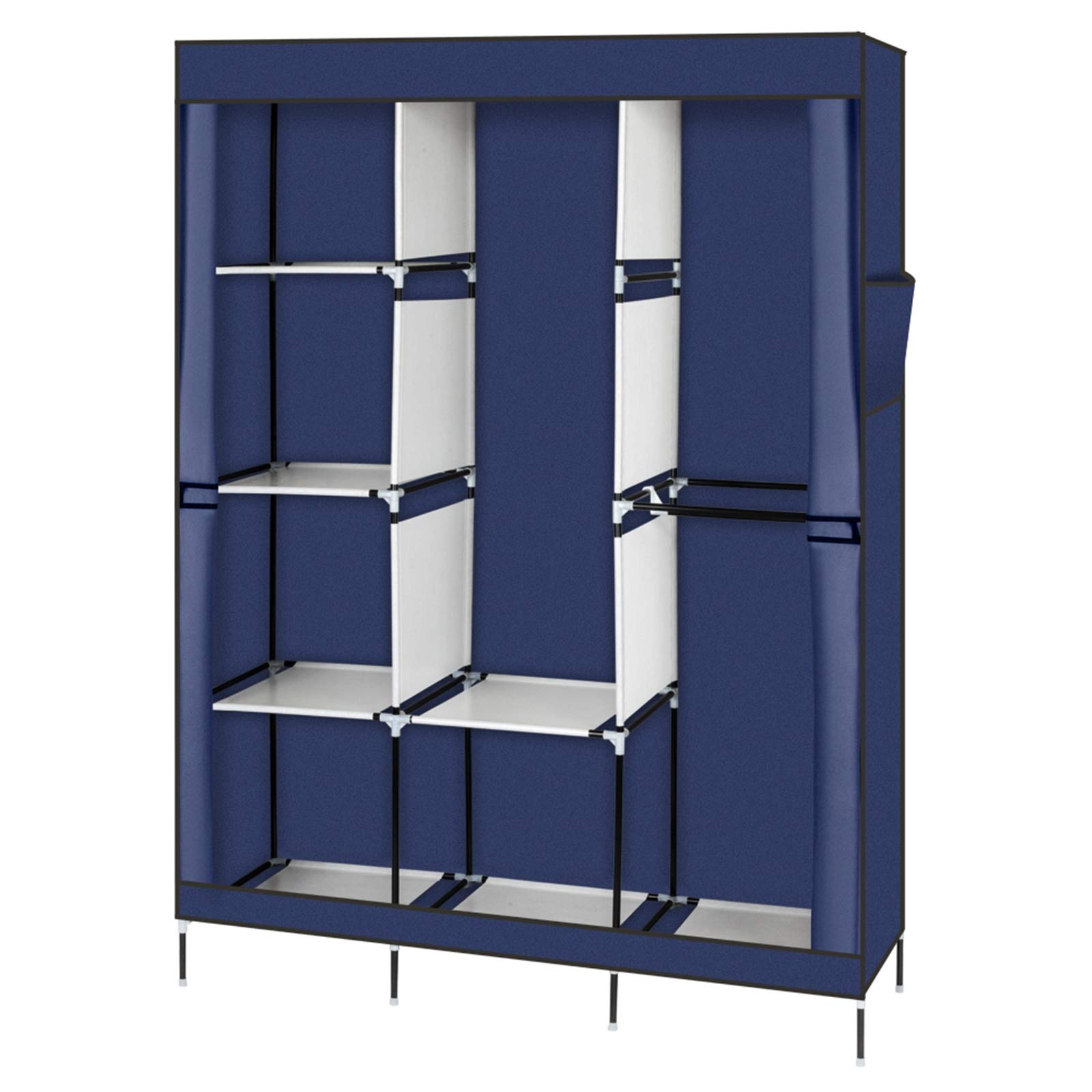 Portable Closet Wardrobe - 71 Inch Freestanding Closet Organizer with Shelves & Cover for Hanging Clothes, Non-Woven Fabric Storage Cabinet - Easy Assembly (Blue) | Perfect for Small Spaces, Dorm Rooms, Apartments & Temporary Closet Solutions