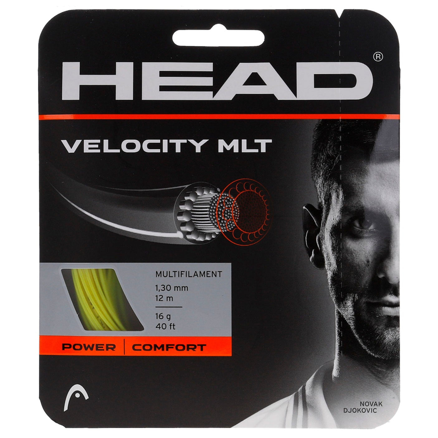 Head Velocity MLT 16/1.30 Tennis String (Yellow) | High-Performance Tennis Racket String for Control & Comfort | Perfect for Competitive Play & Training Sessions