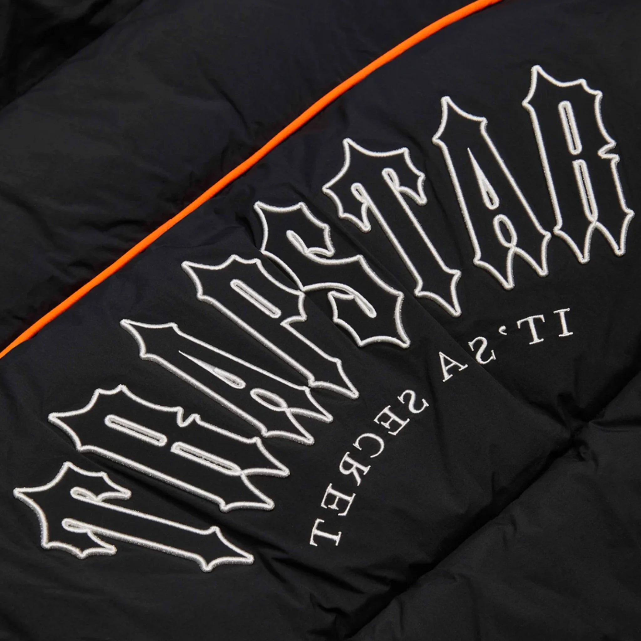 Trapstar Irongate Arch Piping Black Puffer Jacket - Men's Winter Coat with Hood, Warm Quilted Outerwear for Urban Streetwear & Cold Weather Fashion