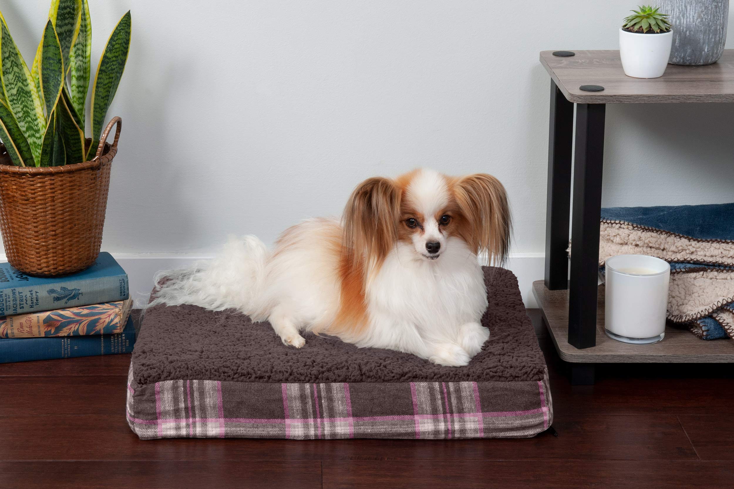 **Furhaven Orthopedic Dog Bed for Small Dogs Under 20 lbs - Washable Sherpa & Plaid Flannel Mattress - Java Brown Small - Perfect for Crates, Kennels & Pet Sofas**