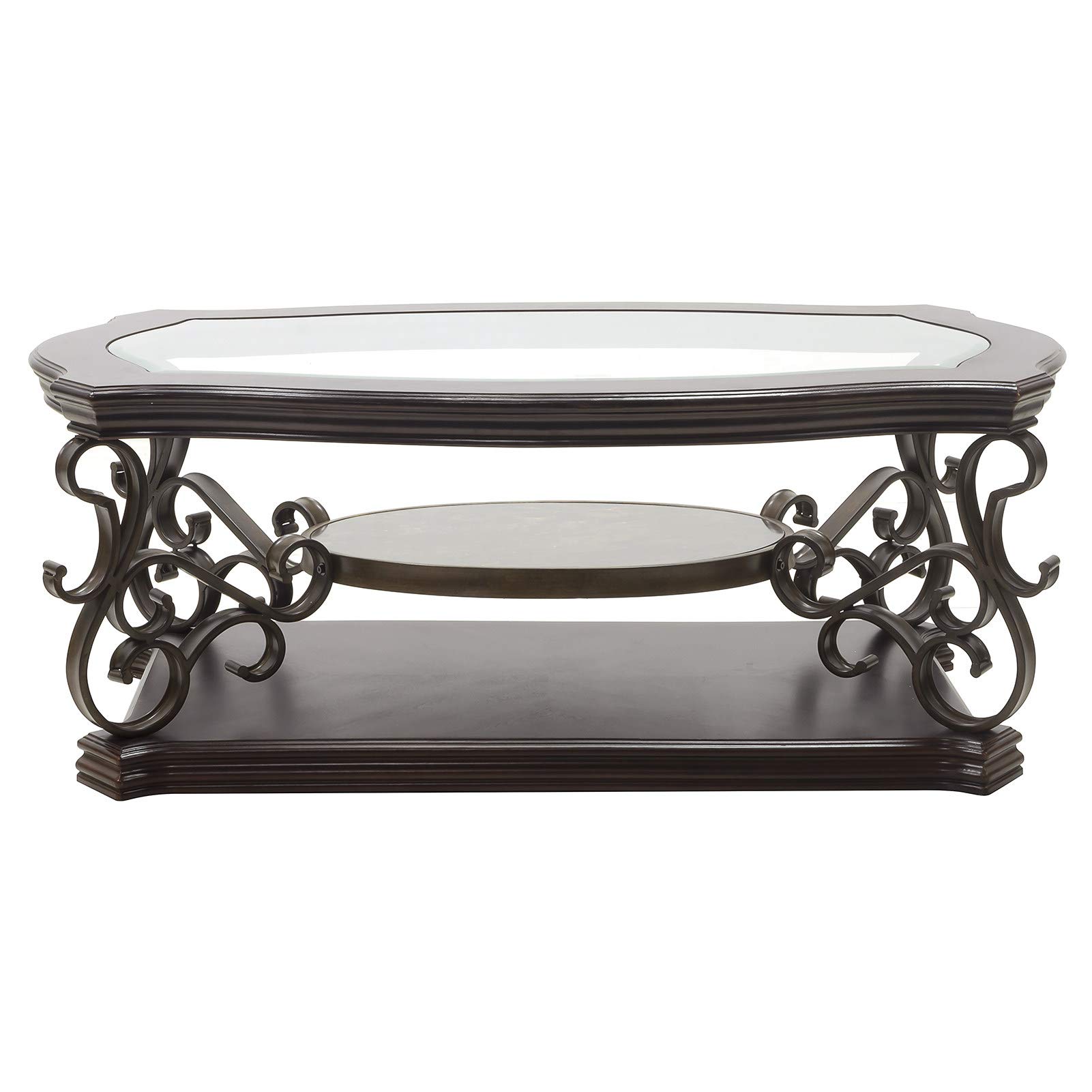 Vintage Mid Century Modern Coffee Table with Glass Top and Metal Legs - Retro End Table with Storage Shelf for Living Room, Lounge, and Home Decor - Perfect for Cocktail Parties and Relaxing