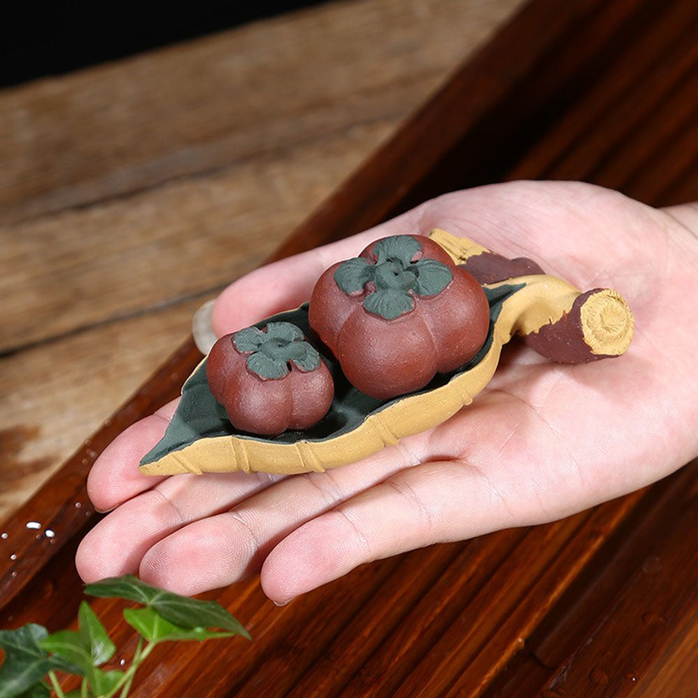 Yixing Clay Persimmons Tea Pet - Handmade Ceramic Tea Companion for Gongfu Tea Ceremony | Perfect Gift for Tea Lovers | Enhance Your Tea Brewing Experience