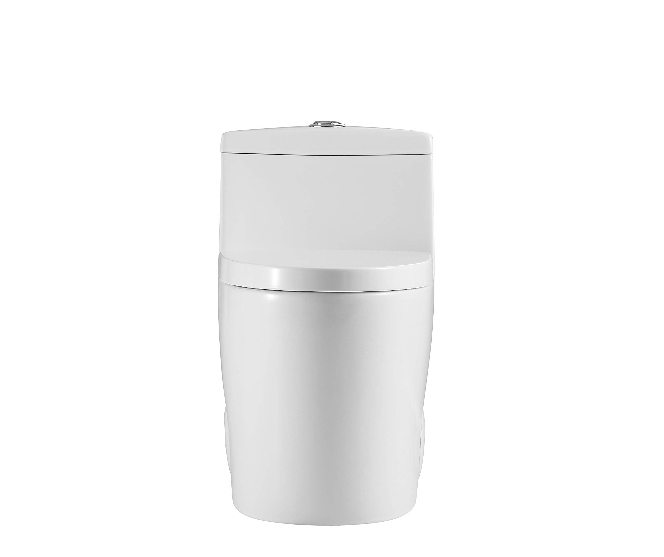Kingsman One Piece Elongated Toilet with Dual Flush 1.2/1.6 GPF & Soft Close Seat - Modern Water Saving Design for Bathroom & Powder Room - Pure White MJ80 | Perfect for Contemporary Homes & Commercial Spaces
