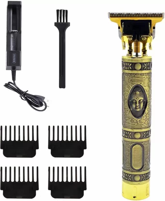 Professional Golden Hair Clipper for Men - Adjustable Blade Trimmer & Shaver with Retro Oil Head for Precise Close Cutting | Home Barbering, Beard Grooming & Styling