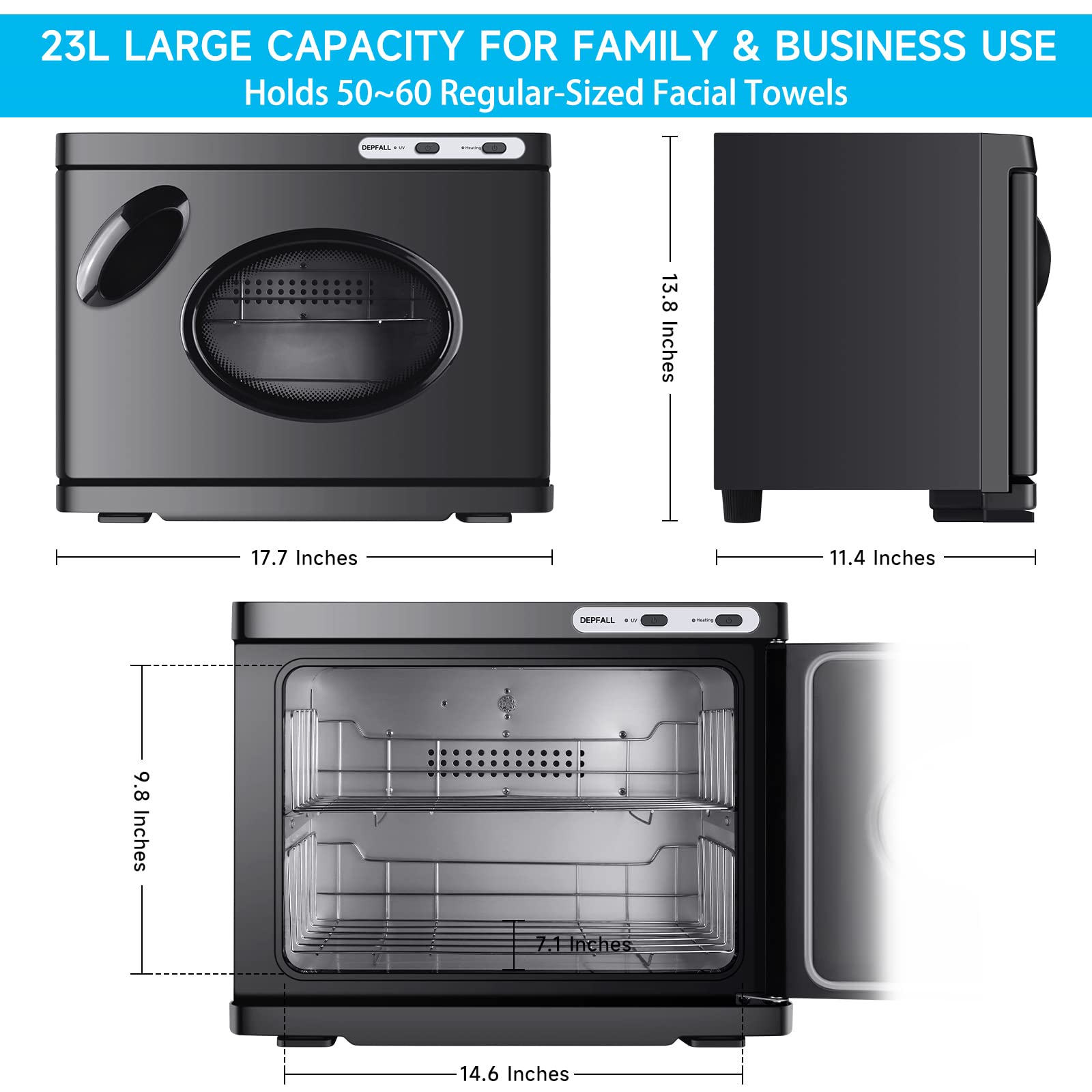 Professional 23L Large Capacity Hot Towel Warmer Cabinet - Fast Heating Aluminum Interior with Window - 2-in-1 Spa Towel Warmer for Facials, Barber, Salon & Esthetician - Perfect for Home Spa, Salon Treatments & Professional Use (Black)