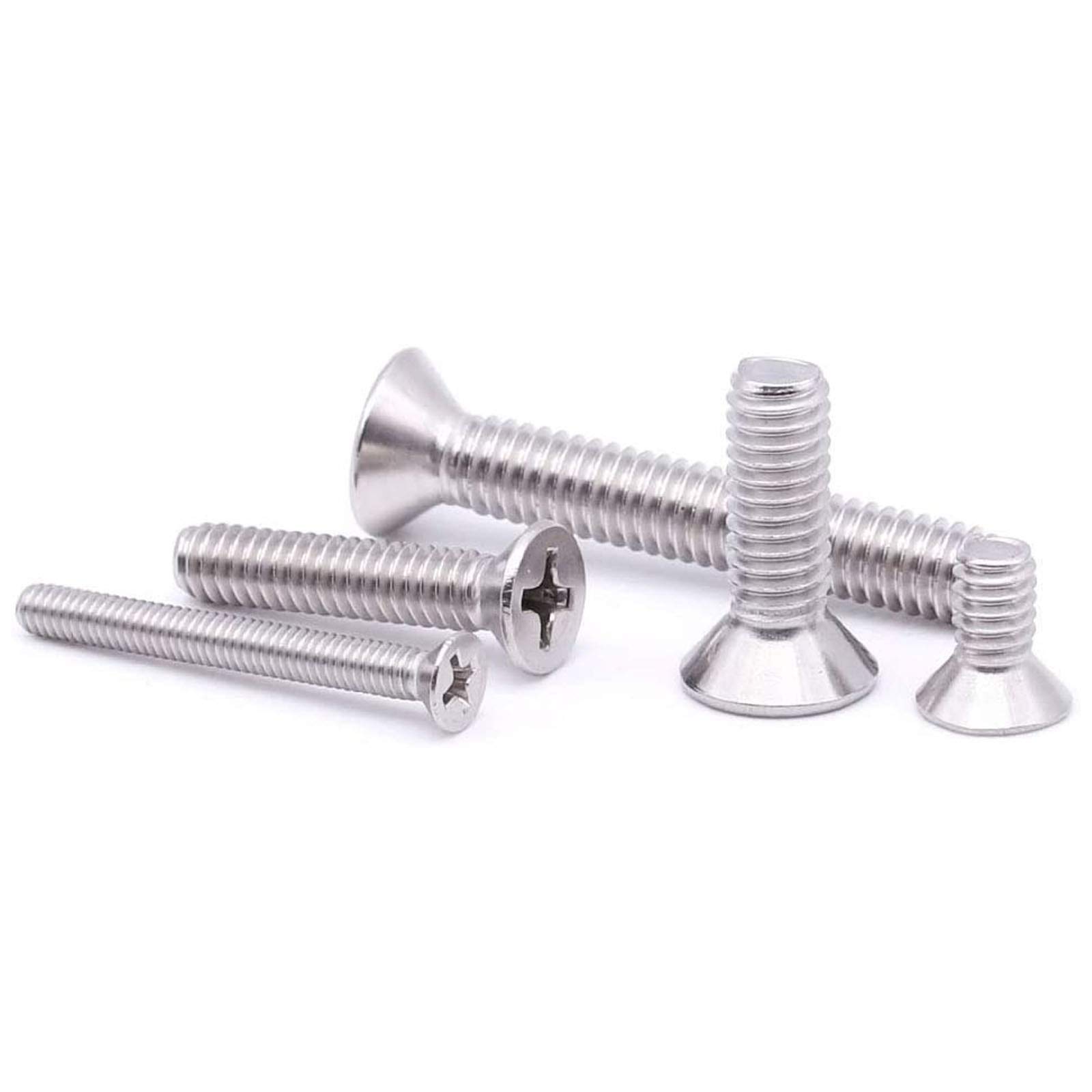 50 Pcs M5-0.8x10mm 304 Stainless Steel Flat Head Phillips Machine Screws - for Furniture & Electronics Assembly