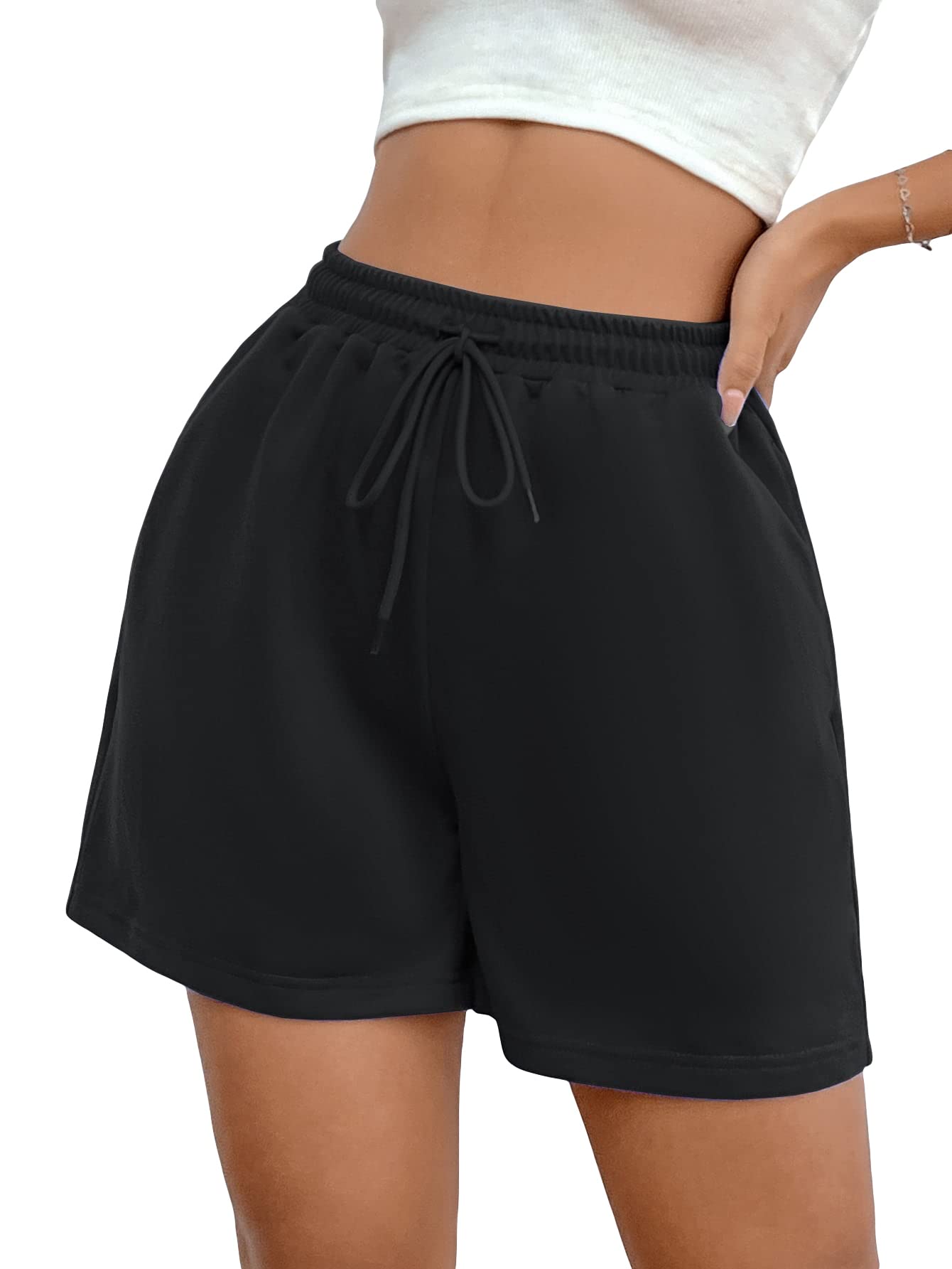 MakeMeChic Women's Casual Drawstring Waist Sweatpants Shorts - Comfortable Athletic Running Track Shorts for Gym, Yoga & Lounge Wear