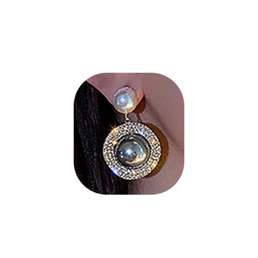 Wiwpar Pearl Rhinestone Circle Earrings - Elegant Round Pearl Drop Dangle Earrings for Women & Girls | Perfect for Weddings, Parties & Everyday Wear