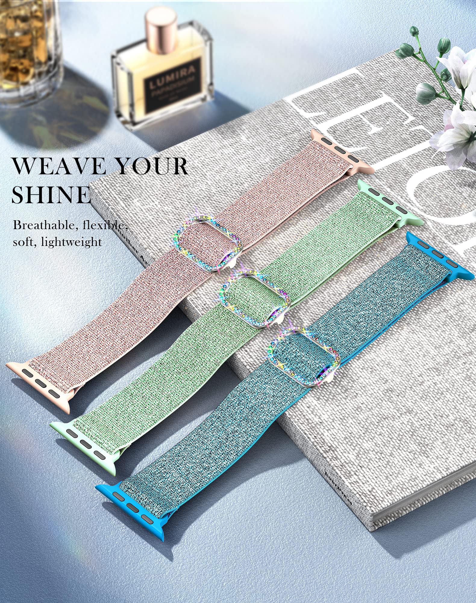 LETOID Stretchy Nylon Apple Watch Bands for Women - Elastic Solo Loop Wristband Compatible with iWatch Series 10/9/8/7/6/5/4/3/2/1/SE/Ultra (38mm 40mm 41mm 42mm 44mm 45mm 46mm 49mm) - Perfect for Workouts, Running & Everyday Wear