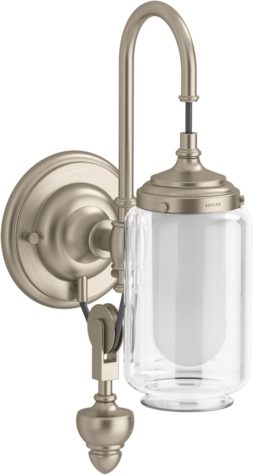 KOHLER Artifacts Adjustable Bathroom Vanity Light Fixture - Brushed Bronze Wall Sconce with Downlight, UL Listed for Bathroom & Dressing Room Lighting
