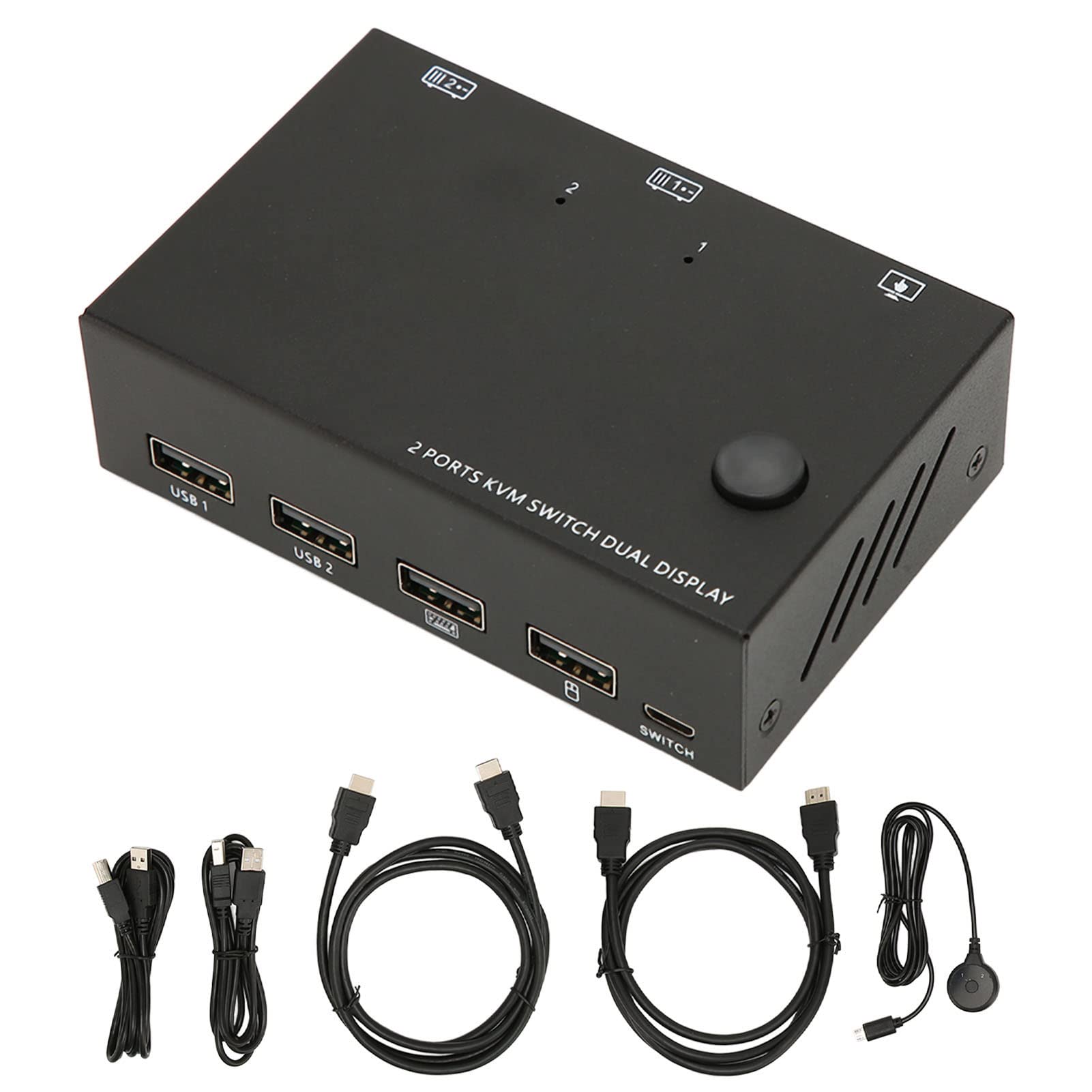 Bewinner 2 Port HDMI KVM Switch for 2 Computers - 4K 30Hz Dual Monitor Support, USB Keyboard & Mouse Sharing - Perfect for Home Office, Gaming & Multi-Tasking Workstations