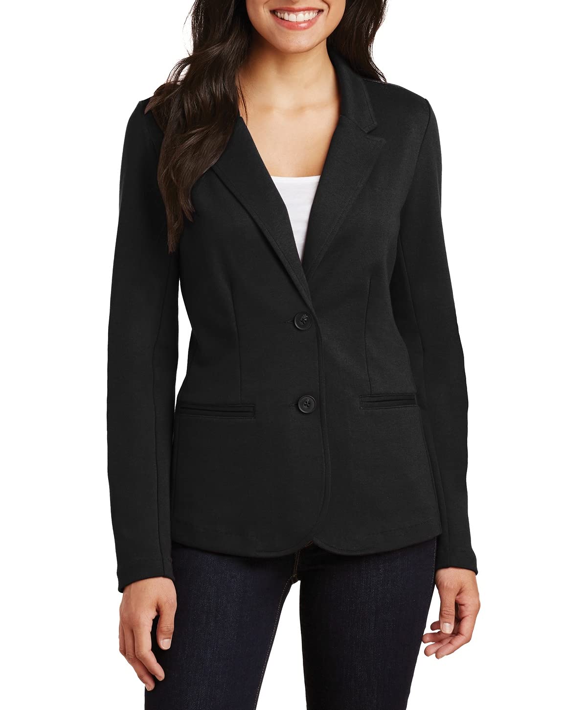 JustBlanks Women's Work Jackets & Blazers - Long Sleeve Knit Blazer for Office, Business Casual, and Professional Outfits