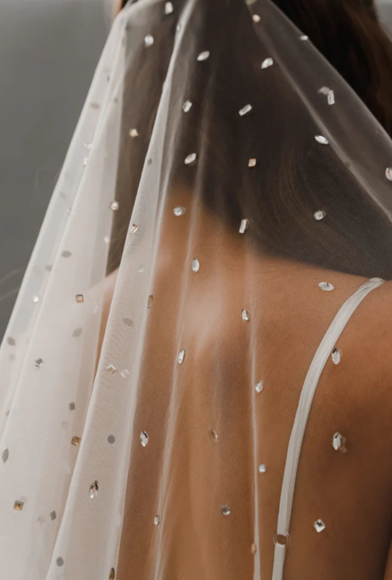 Elegant Bejeweled Cathedral Bridal Veil with Lace Trim - Perfect for Wedding Ceremonies & Formal Events