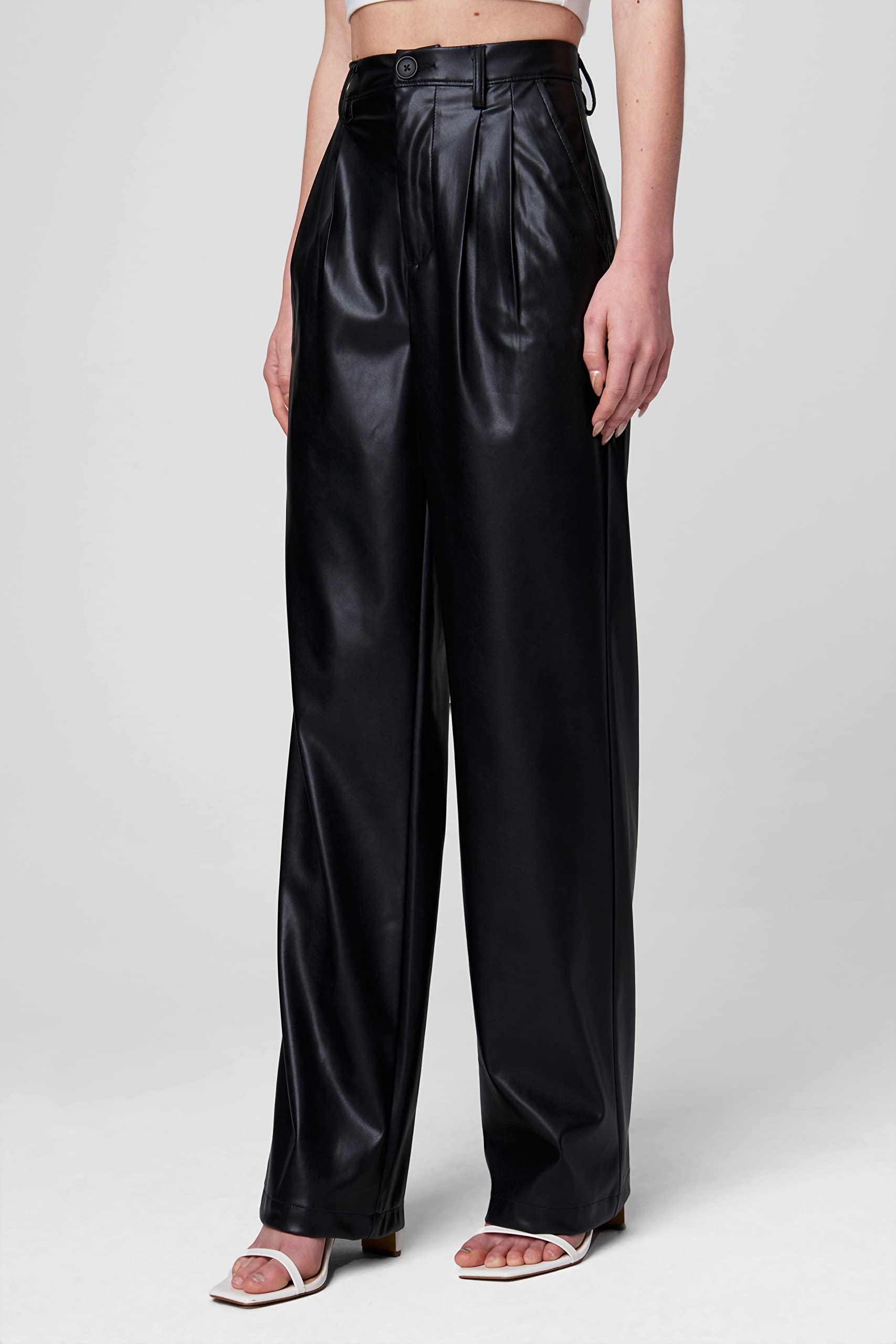 BLANKNYC Women's High Rise Vegan Leather Pants - Stylish Faux Leather Trousers for Work, Night Out & Casual Wear