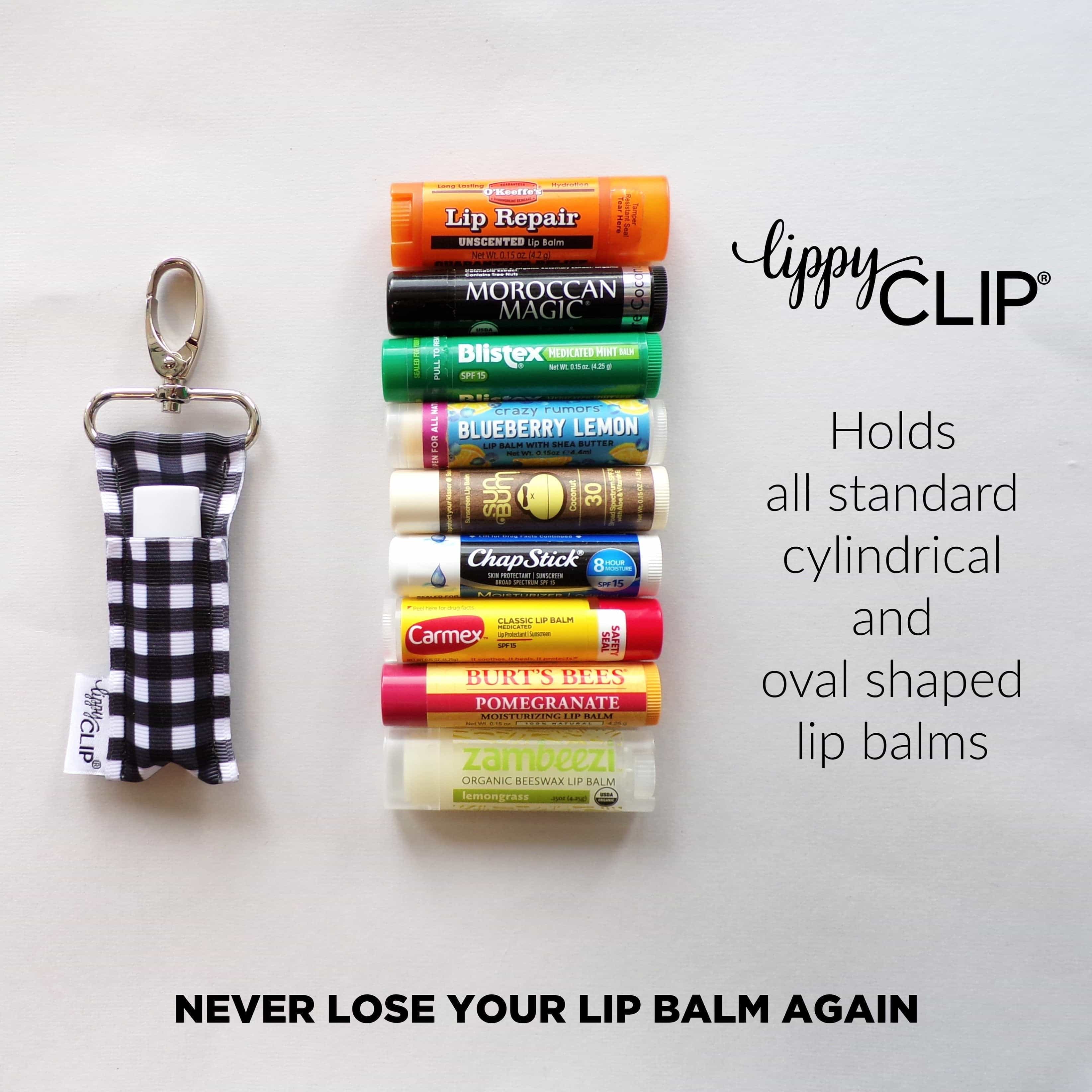 Celestial Moon & Stars Black Gold Lip Balm Holder - Stylish Lip Gloss Clip for Keychain or Purse - Perfect for On-the-Go Moisture & Fashion Accessory