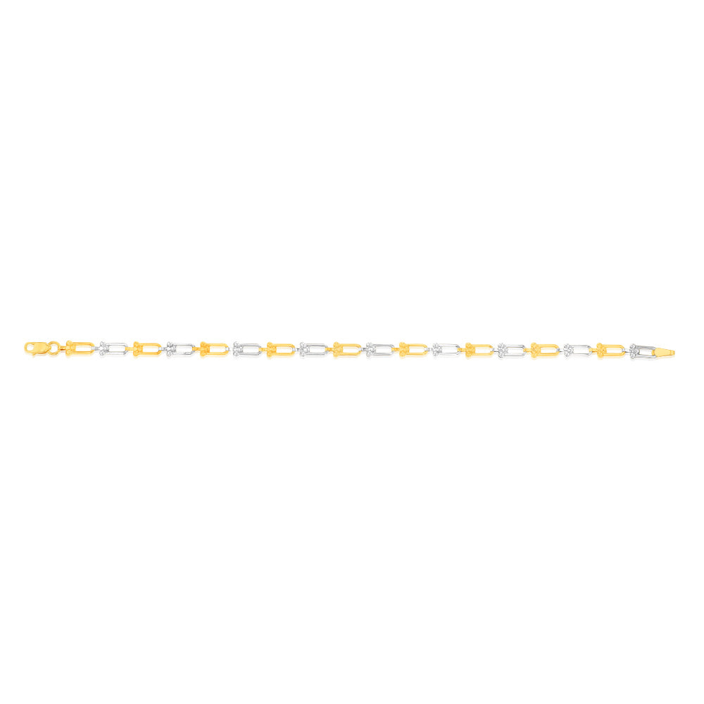 9ct Yellow and White Gold Two-Tone Fancy 19.1cm Bracelet for Women - Elegant Fashion Jewelry Gift for Birthday, Anniversary & Special Occasions