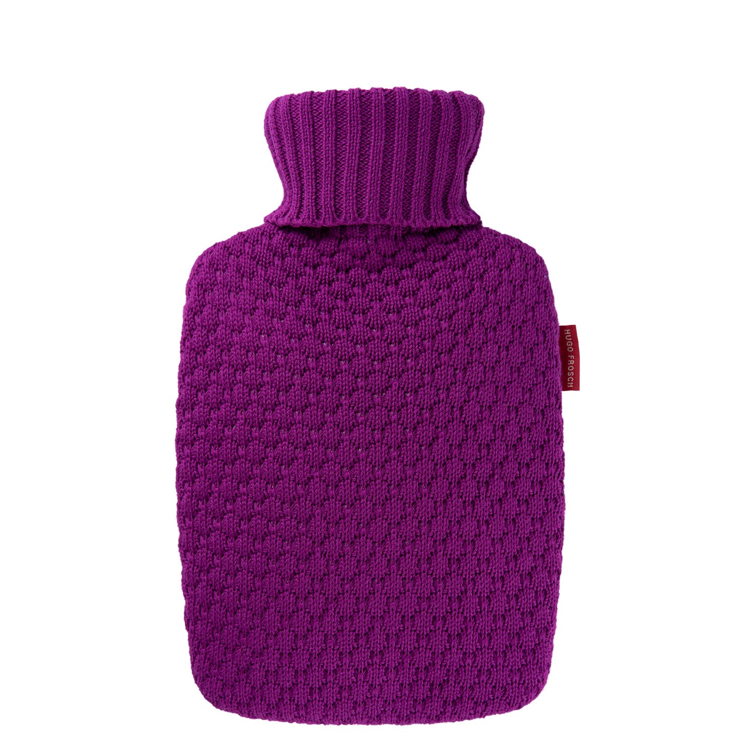 1.8L Eco-Friendly Plant-Based Hot Water Bottle with Organic Cotton Raspberry Knit Cover - Rubberless, Chemical-Free for Pain Relief, Warmth & Comfort - Perfect for Cold Nights, Period Cramps & Muscle Aches