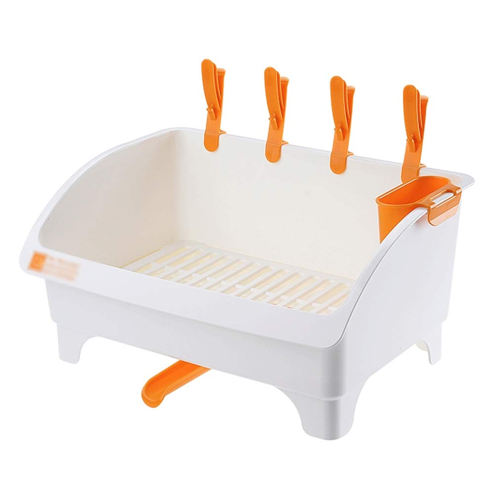 Plastic Dish Drying Rack with Cover - Kitchen Storage Organizer for Bowls, Plates & Cups | Space-Saving Countertop Drainer | Perfect for Small Kitchens, Apartments & RVs