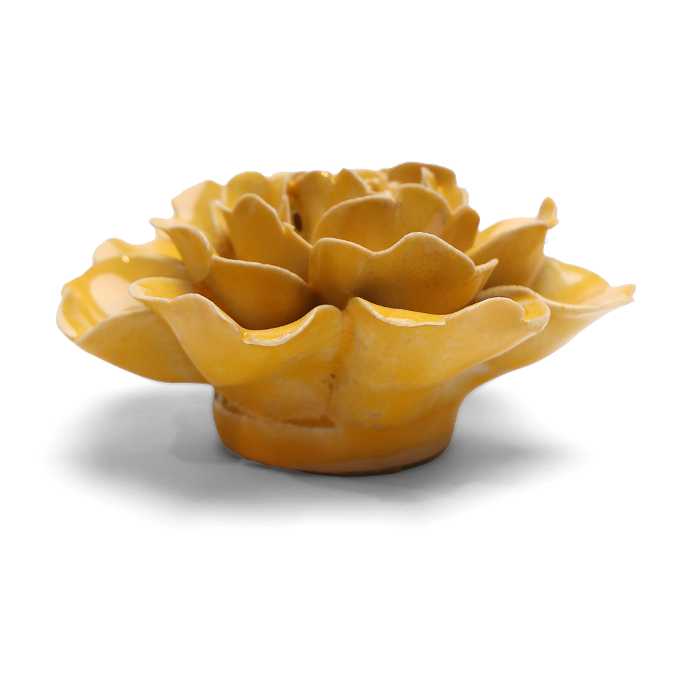 English Garden Ceramic Flower Yellow Rose - Handmade Decorative Floral for Home, Wedding, and Garden Decor