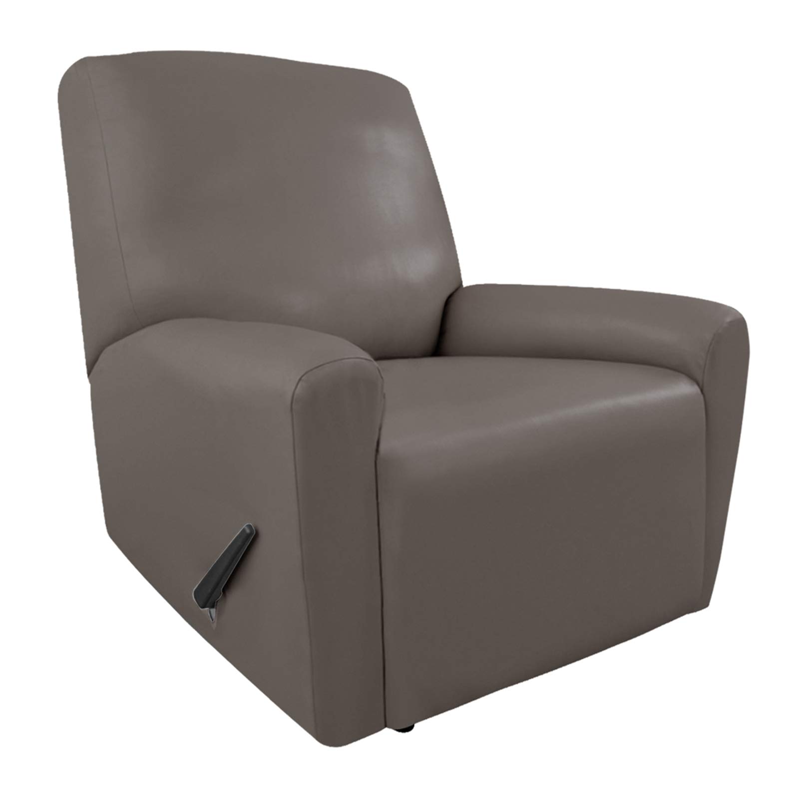 Waterproof Stretch Recliner Slipcover - PU Leather Sofa Cover Protector with Anti-Slip Elastic Straps (4-Piece Set, Taupe) - Perfect for Pets, Kids & Furniture Protection in Living Room, Home Theater or Office