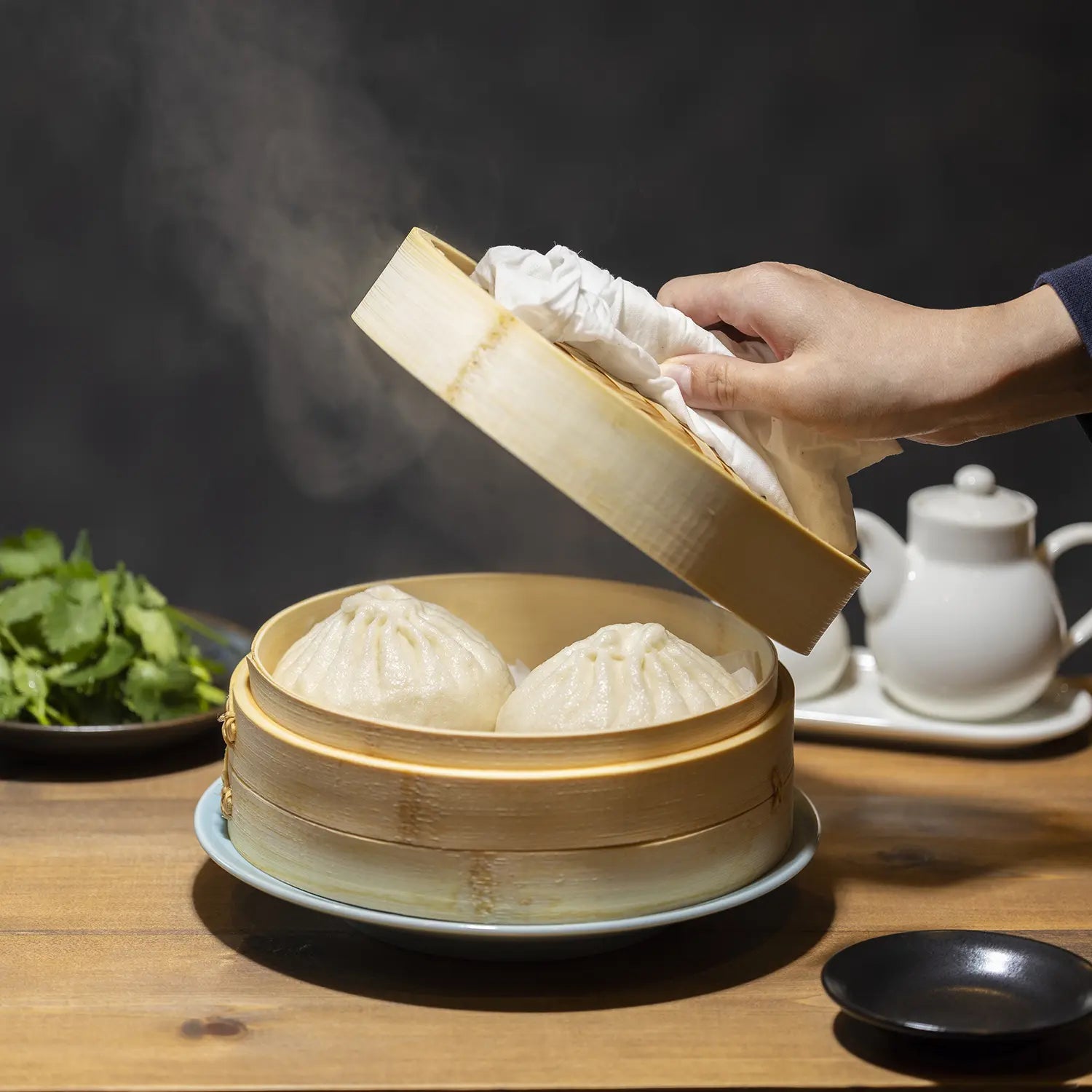 EBM Premium Bamboo Steamer Set - 3-Layer Stackable Bamboo Basket for Dumplings, Buns & Vegetables | Healthy & Eco-Friendly Cooking | Perfect for Asian Cuisine, Meal Prep & Party Serving