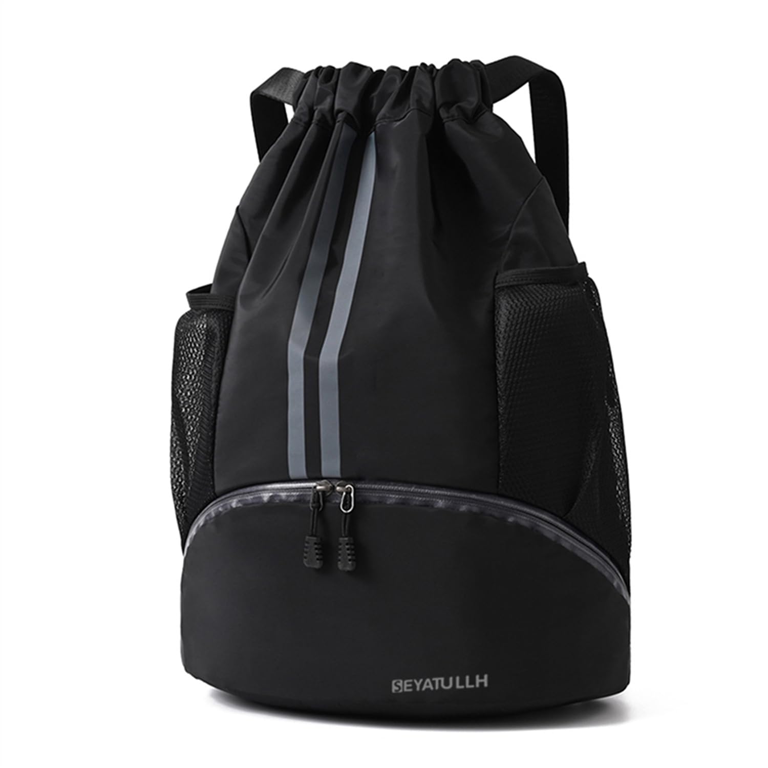 Waterproof Drawstring Gym Backpack with Shoe Compartment & Wet Pocket - 20L Lightweight Sports Bag for Men & Women - Perfect for Soccer, Basketball, Swimming, Beach, Travel & Workout (Black)