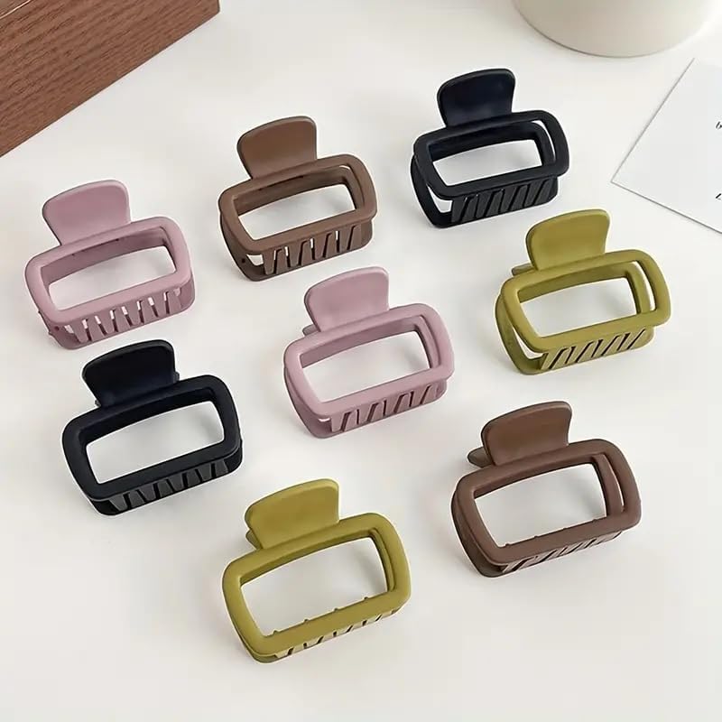 Skvilla 4 Pack Square Claw Hair Clips for Women & Girls - 2.2 Inch Small Matte Banana Jaw Clips for Thin to Medium Hair - Perfect for Half-Up Styles, Ponytails & Everyday Hair Accessories