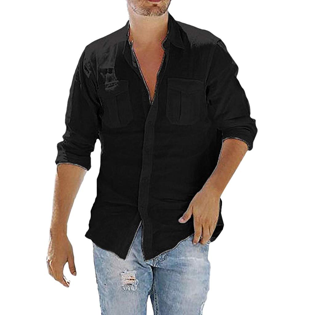 Men's Denim Shirt | Casual & Work Button Down Shirt | Tie Dye & Solid Color Linen Dress Shirts for Men | Office Wear, Date Night & Outdoor Activities
