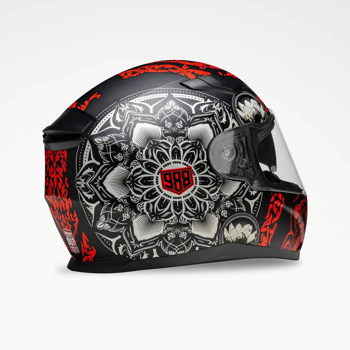 VOSS 988 Moto 1 Mandala Full Face Motorcycle Helmet - DOT Approved for Men & Women - Stylish Street Bike & Cruiser Riding Gear for Safety & Comfort