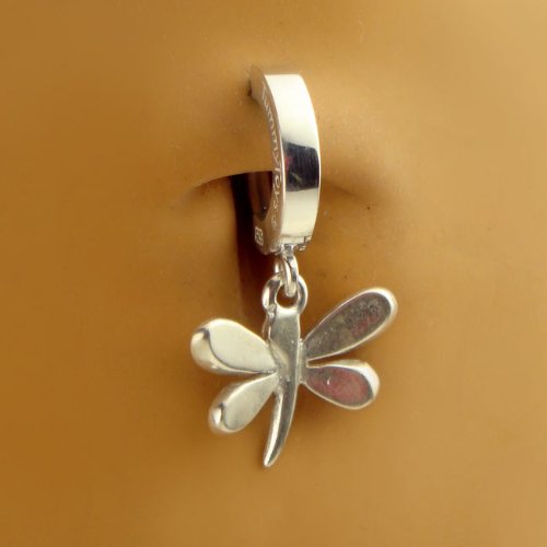 Silver Dragonfly Navel Ring - Hypoallergenic Belly Button Piercing Jewelry for Women | Perfect for Beach, Pool Parties & Summer Fashion