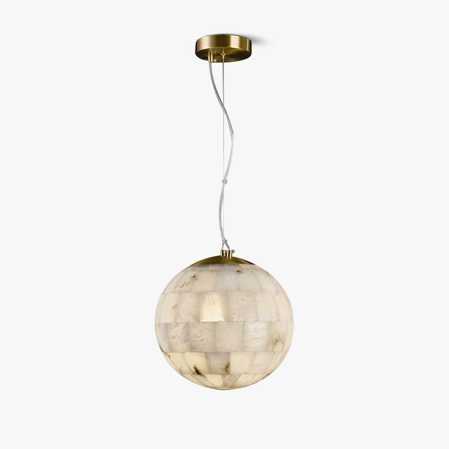 Alabaster Ball Pendant Light Fixture - Modern Handcrafted Glass Chandelier for Dining Room, Kitchen Island & Bedroom Lighting