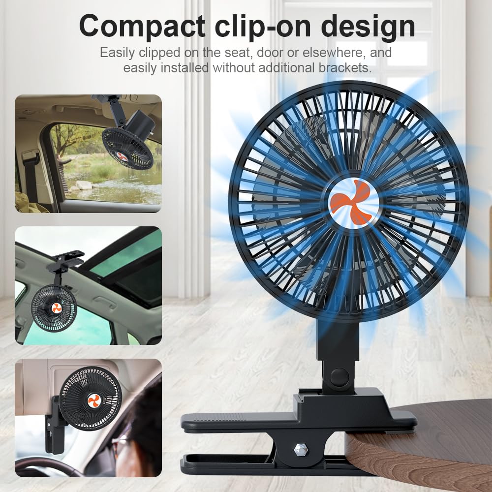 12V Car Fan with Cigarette Lighter Plug - 6
