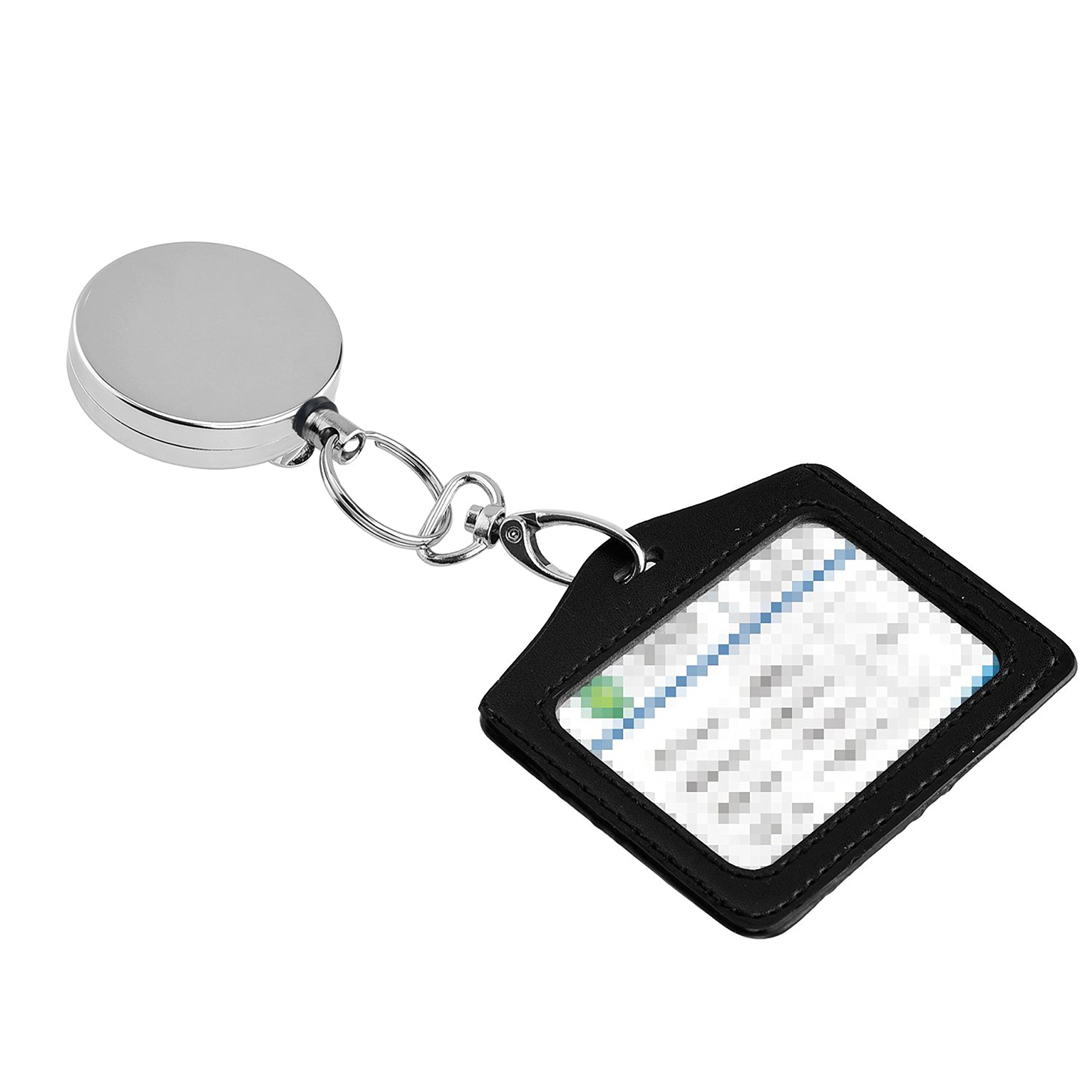 Kare and Kind Heavy Duty Retractable Reel with Belt Clip - 28 Inch Steel Cord, Chrome Metal Case, Swivel Clips & Key Ring (Silver, 1pc) - Perfect for Keys, ID Badges, Tools & Work Accessories