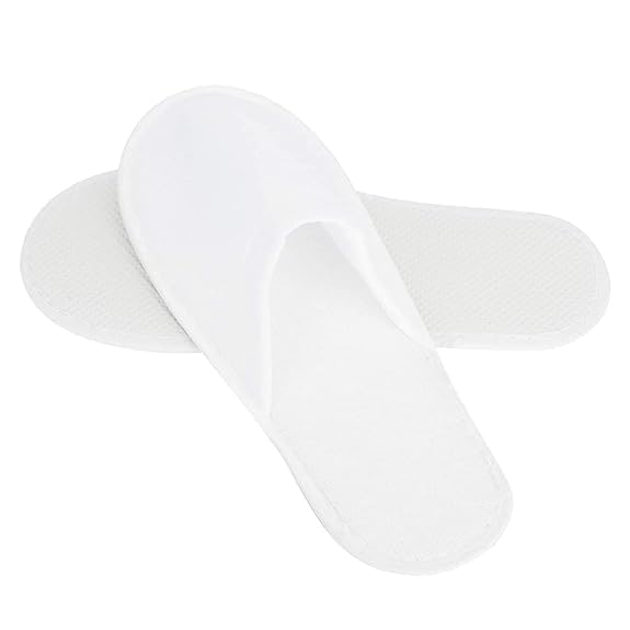 Welzivs White Pack of 6 Pair Disposable Cotton Slippers - Non-Slip Breathable Closed Toe Hotel Slippers for Women & Men - Perfect for Spa, Salon, Home, Hotel Guests & Commercial Use