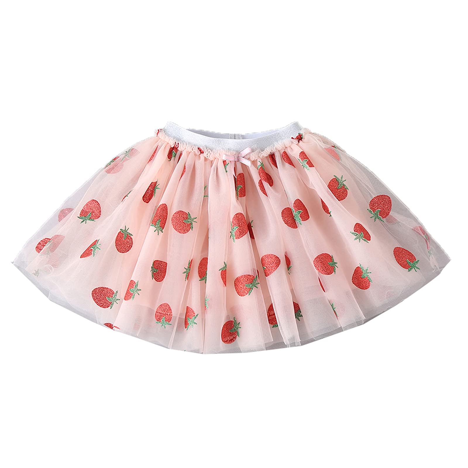 Girls' Short Skirts - Children's Clothing with Strawberry Pattern, 3-Layer Mesh Princess Dress Tutu Skirt for Birthday Parties, Dance Performances & Dress-Up Play
