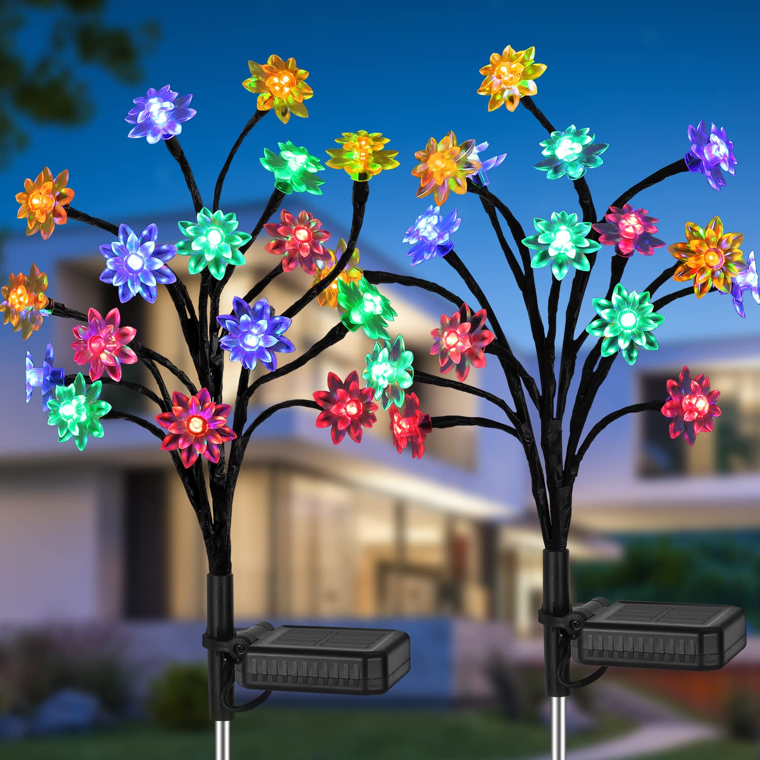 KagoLing Solar Garden Lights Outdoor - 2 Pack Waterproof Solar Powered Landscape Tree Lights with Larger Solar Panel & 2 Brightness Modes - Perfect for Yard, Pathway, Garden Decor & Christmas Holiday Decoration (Ideal for Patio, Lawn, Walkway & Festive Lighting)