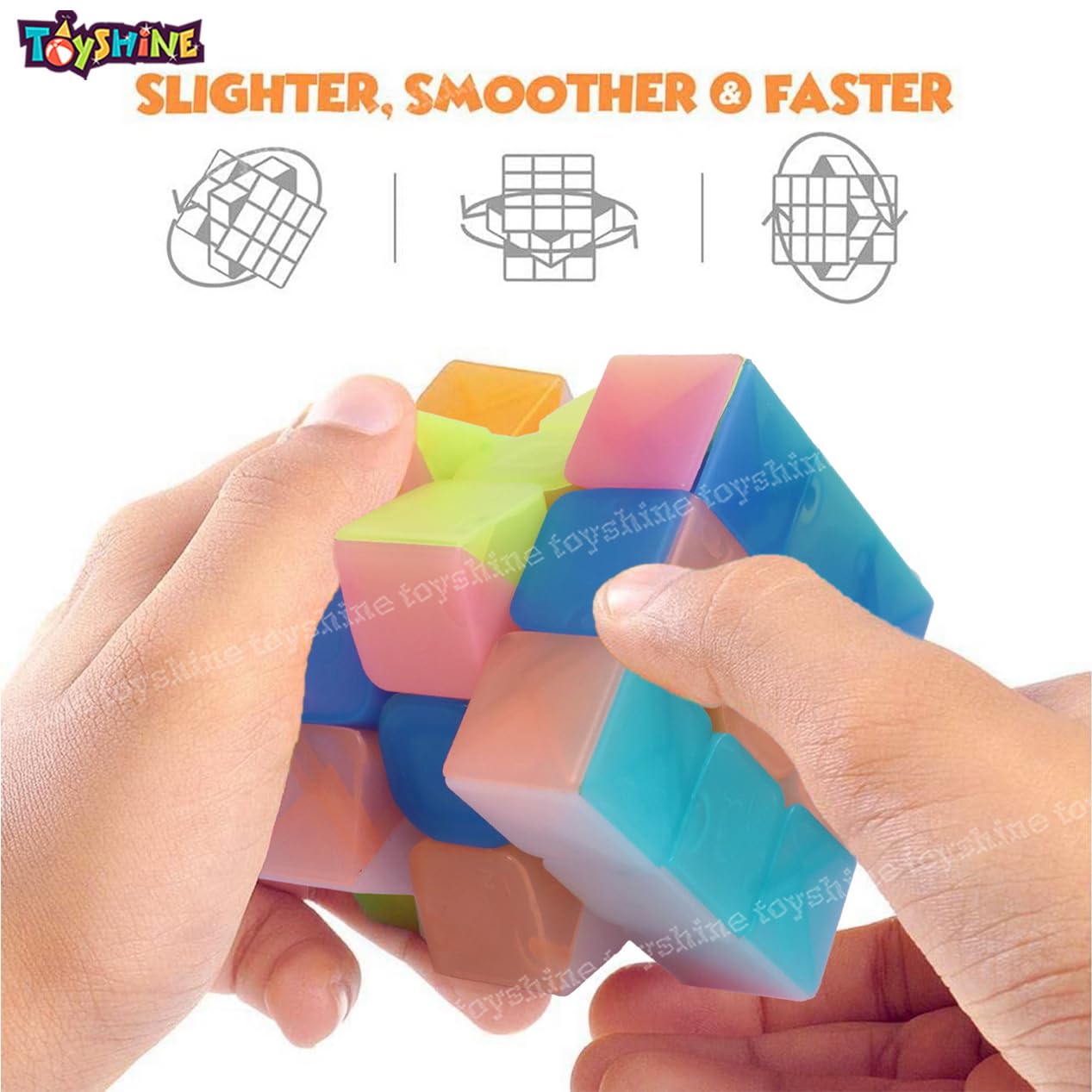 Toyshine Qiyi 3x3 Jelly Speed Cube - Stickerless Magic Puzzle Cube for Kids & Adults - Brain Teaser Toy Gift for Stress Relief & Mental Exercise - Perfect for Office, Classroom, and Family Game Night